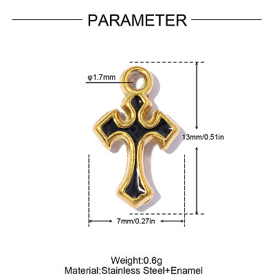 304 Stainless Steel with Black Enamel Charms SA-OY002-21G-1