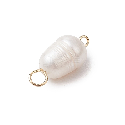 Natural Freshwater Pearl Rice Connector Charms PALLOY-JF03395-1