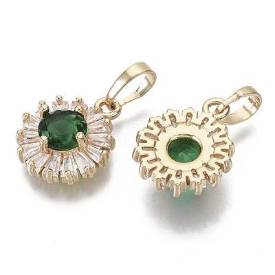 Brass Micro Cubic Zirconia Charms X-KK-N235-032D-1