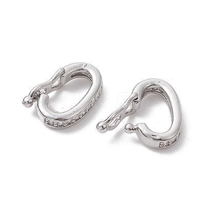 Brass Micro Pave Clear Cubic Zirconia Twister Clasps KK-K360-28P-1