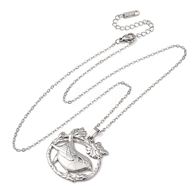 304 Stainless Steel Pendant Cable Chain Necklaces for Men Women NJEW-K308-03E-P-1