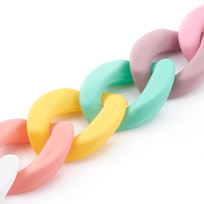 Opaque Spray Painted Acrylic Twist Chains AJEW-JB00908-1