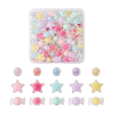 120Pcs 3 Style Transparent Acrylic Beads TACR-BT0001-03-1