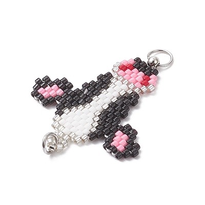 Glass Seed Beaded Links Connector Charms PALLOY-MZ01045-1