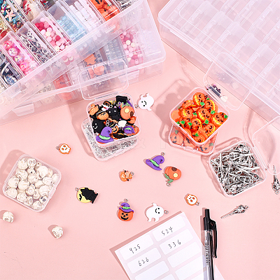3 Bags Rectangle Plastic Organizer Storage Boxes with 30Pcs Mini Square Nail Art Small Items Cases and 168Pcs Label Printer Paper CON-DR0001-08-1