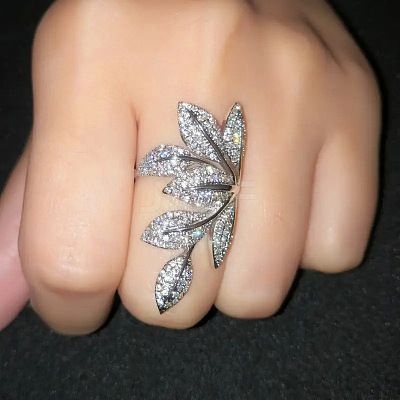 Brass Micro Pave Clear Cubic Zirconia Finger Rings FS-WG77E03-03-1