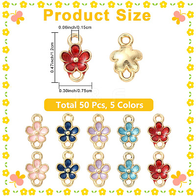 50Pcs 5 Colors Zinc Alloy Enamel Connector Charms ENAM-YW0009-01-1