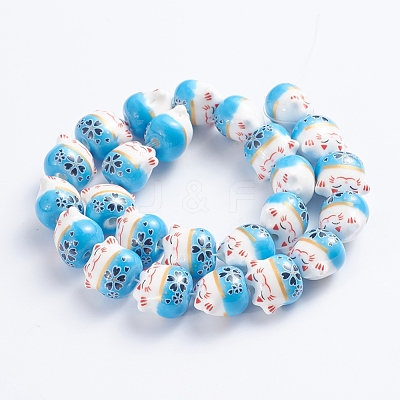 Handmade Printed Porcelain Beads PORC-G004-C01-1