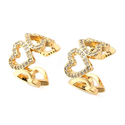 Brass Micro Pave Clear Cubic Zirconia Cuff Earrings EJEW-F370-31G-1