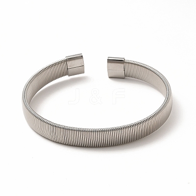 Non-Tarnish 304 Stainless Steel Flat Snake Chains Shape Open Cuff Bangle for Women BJEW-C0033-05P-1