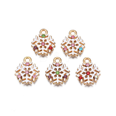 Christmas Rack Plating Alloy Enamel Pendants X-ENAM-N055-129-1