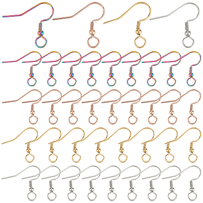 80Pcs 4 Colors 304 Stainless Steel Earring Hooks STAS-UN0054-22-1