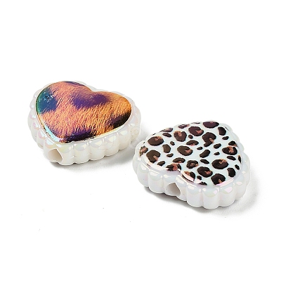 Rainbow Iridescent Printed Opaque Acrylic Beads OACR-D316-01B-01-1