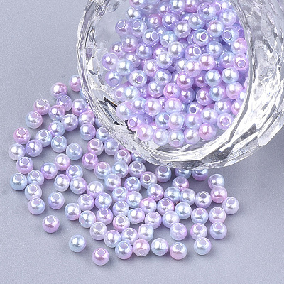 Rainbow ABS Plastic Imitation Pearl Beads X-OACR-Q174-10mm-01-1