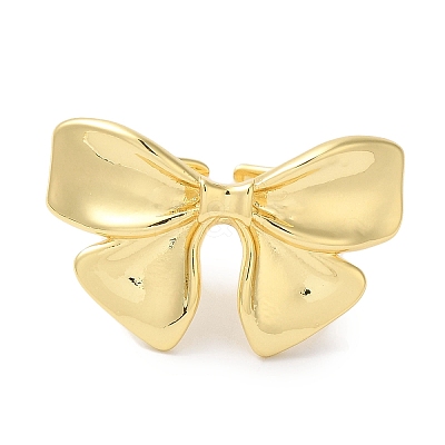 Bowknot Brass Open Cuff Rings for Women LS-RJEW-C098-12G-1