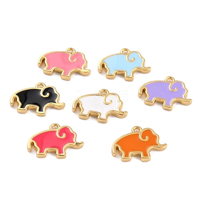 Golden Brass Enamel Pendants KK-P197-09G-1