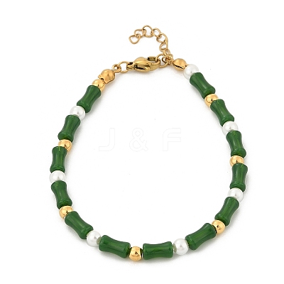 304 Stainless Steel Beaded Bracelets for Women BJEW-M056-08G-03-1