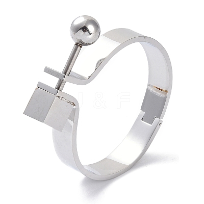 Non-Tarnish Round Ball 304 Stainless Steel Hinged Bangles BJEW-G700-06P-1