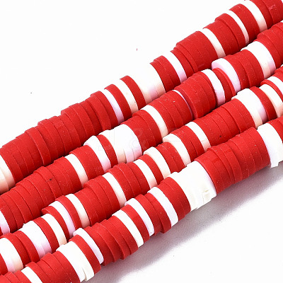 Handmade Polymer Clay Beads Strands CLAY-R089-6mm-136-1