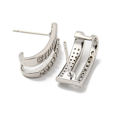 Brass with Clear Cubic Zirconia Stud Earrings EJEW-B035-17P-1