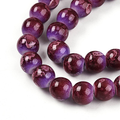 Baking Paint Glass Beads Strands DGLA-N008-8mm-04-1