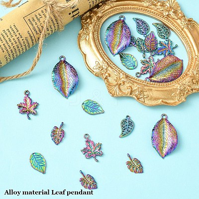 20Pcs 5 Styles Rainbow Color Alloy Pendants PALLOY-YW0007-03-1