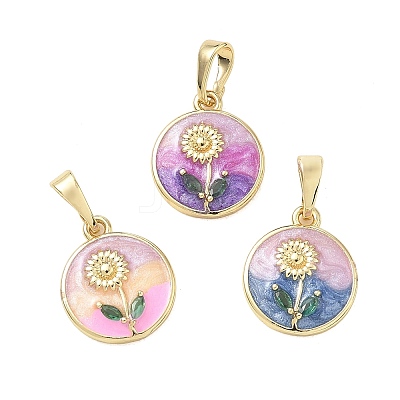 Brass Enamel Pendants KK-CBA3F25-10G-1