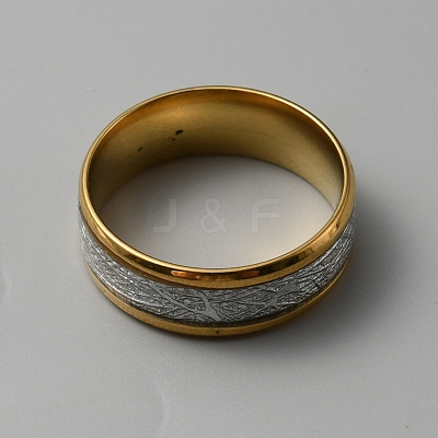 Textured 201 Stainless Steel Finger Ring RJEW-WH0017-05G-1
