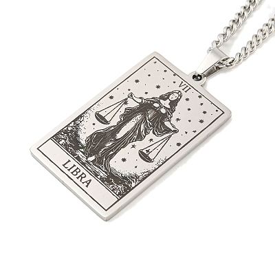 Non-Tarnish 304 Stainless Steel Tarot Pendant Necklaces NJEW-A026-01P-07-1