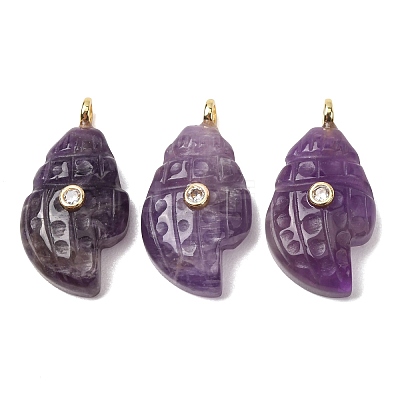 Natural Amethyst Carved Pendants G-H357-05G-06-1