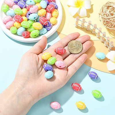 30Pcs 6 Colors Opaque Acrylic European Beads SACR-YW0002-10-1