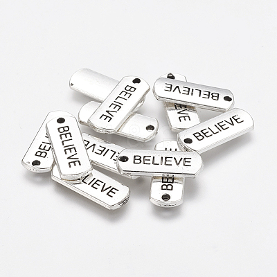 Tibetan Style Alloy Rectangle with Word Believe Pendants LS-TIBEP-Q043-066-RS-1