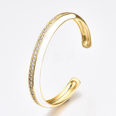 Brass Micro Pave Clear Cubic Zirconia Cuff Bangles BJEW-N302-004F-NF-1