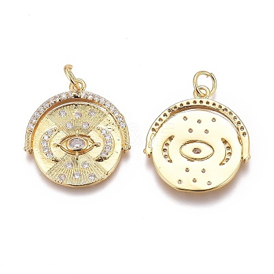Brass Micro Pave Clear Cubic Zirconia Pendants X-ZIRC-O035-09G-1