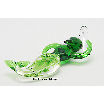 Handmade Inner Flower Lampwork Big Pendants X-LAMP-A140-M-1