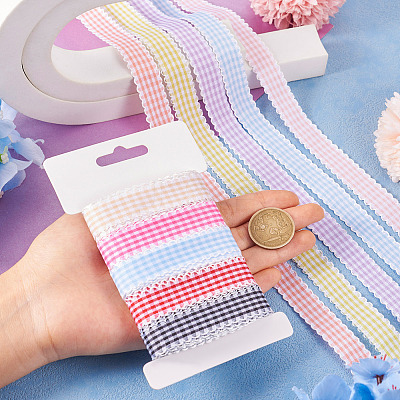 25 Yards 5 Colors Polycotton(Polyester Cotton) Ribbon OCOR-TAC0030-02B-1