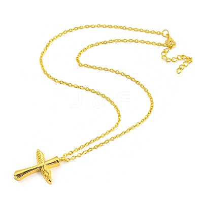 Religion Cross with Wing Pendant Necklaces LS-NJEW-E101-01G-1