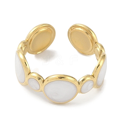 Ion Plating(IP) 304 Stainless Steel Enamel Cuff Finger Rings RJEW-L107-038G-01-1