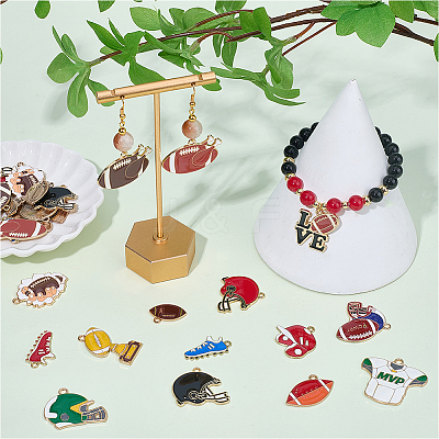 30Pcs 15 Styles Rugby Theme Alloy Enamel Pendants ENAM-SC0007-86-1