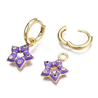 Brass Micro Pave Cubic Zirconia Huggie Hoop Earrings EJEW-T014-41G-NF-1