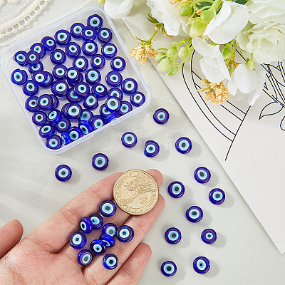 2 Strands Handmade Evil Eye Lampwork Beads Strands LAMP-PA0001-49-1