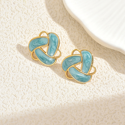 Stainless Steel Enamel Woven Stud Earrings DE9374-5-1