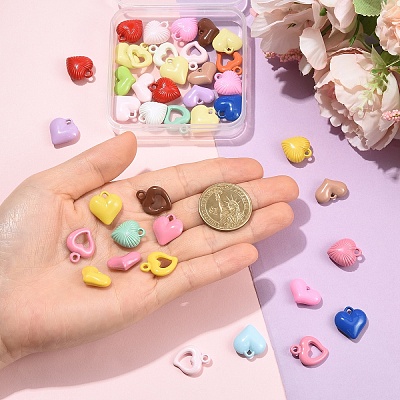 40Pcs 4 Styles Baking Paint Acrylic Pendants OACR-YW0004-48-1