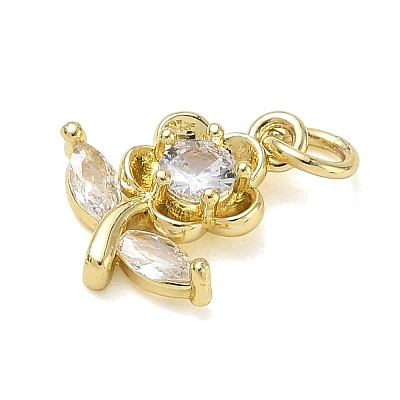 Brass with Rhinestone Charms KK-CBAD872-01G-10-1
