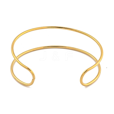Ion Plating(IP) Hollowed 304 Stainless Steel Cuff Bangles for Women Men BJEW-P331-02G-1