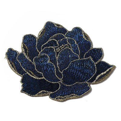 Peony Pattern Polyester Fabrics Computerized Embroidery Cloth Sew on Patches PATC-WH0009-09-1