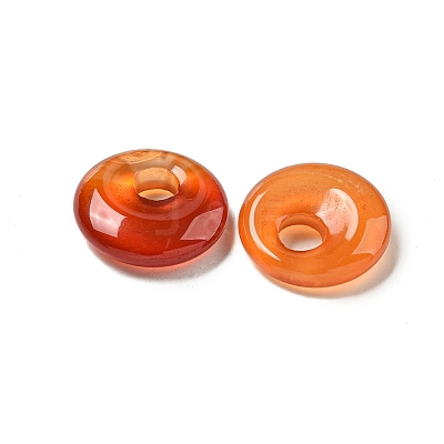 Natural Red Agate Donut/Pi Disc Charms X-G-G142-02P-1