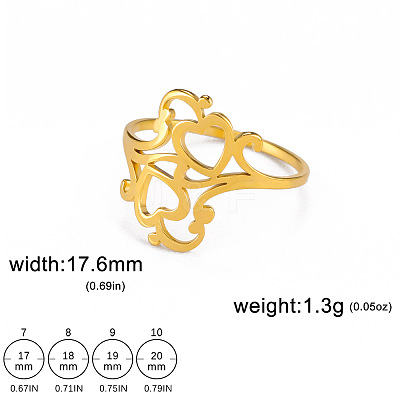 Hollow Out Heart 304 Stainless Steel Finger Rings FS-WGC4FA2-05-1
