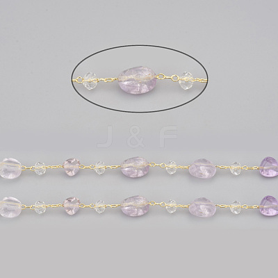 3.28 Feet Handmade Natural Amethyst Beaded Chains X-CHC-I031-11B-1