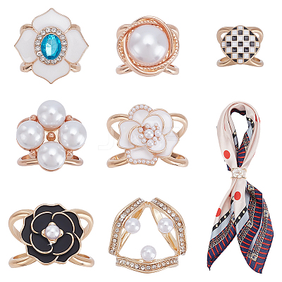 7Pcs 7 Styles Zinc Alloy Scarf Ring Clip AJEW-ME0002-11-1
